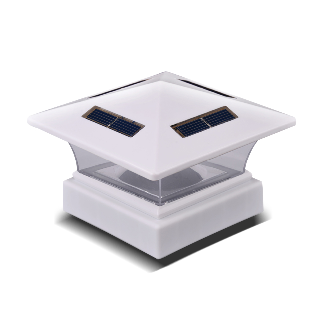 2211-F26-WH Vit utan trådar kastar ljus solar Post Cap Light